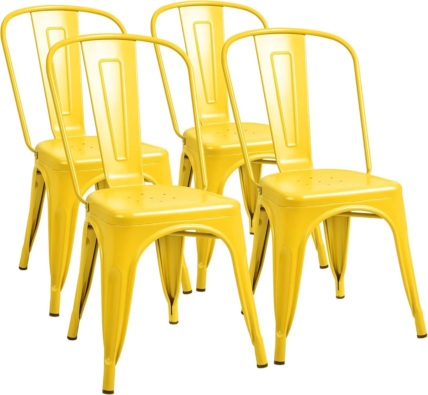 Outdoor Furniture Yellow - Metal Dining Chairs Set Of 4