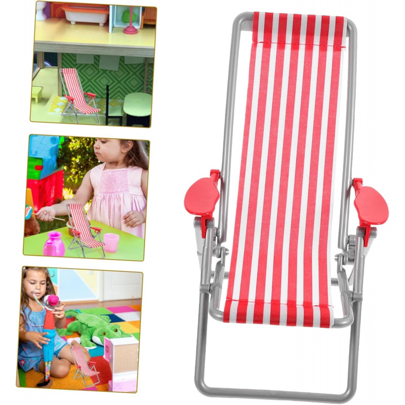 Outdoor Furniture Material - Mini Red Striped Folding Beach Chair