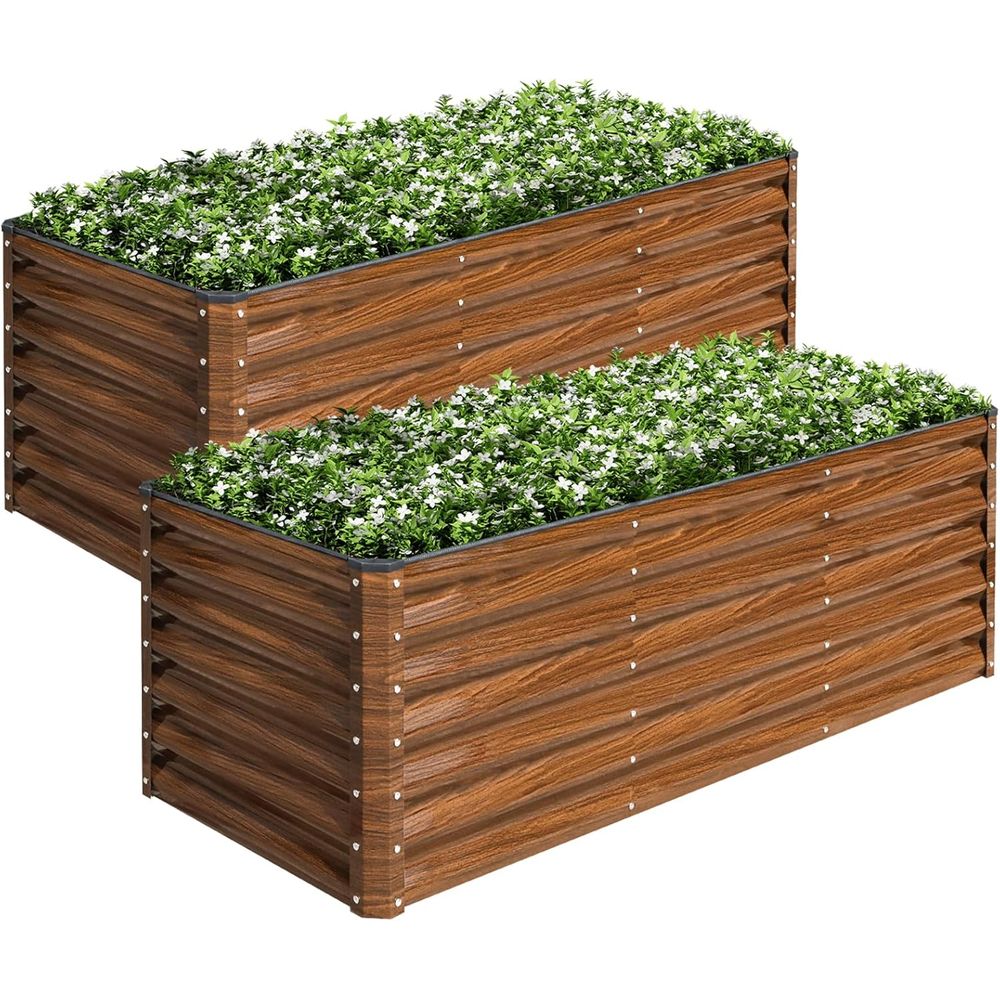 Planter Raised Metal - 2-Pack 6x2x2T Galvanized Raised Garden Bed