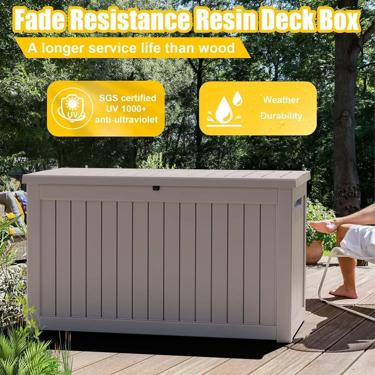 280 Gallon Resin Deck Box, Loc - Outdoor Furniture With Storage For Cushions ulasan dan harga