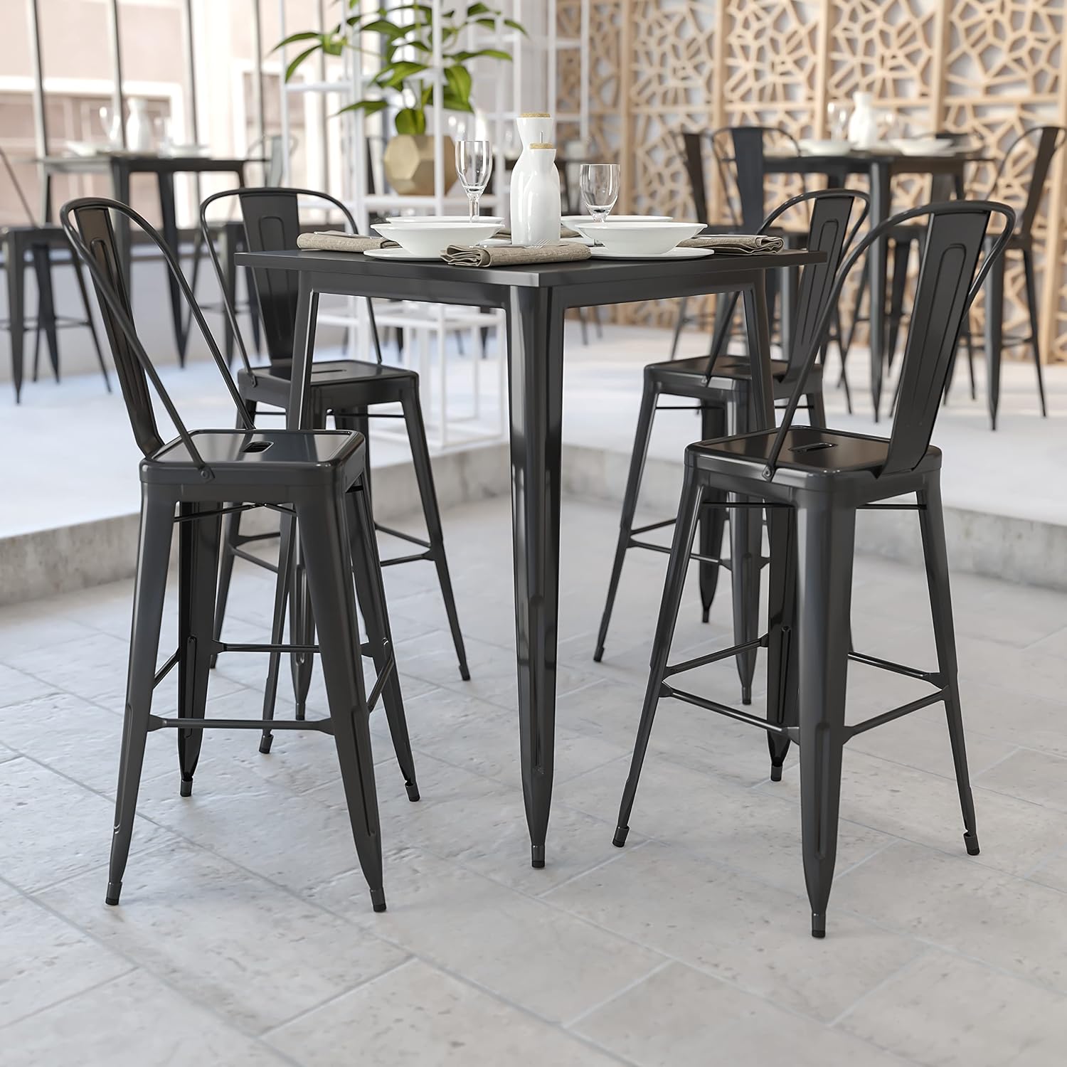 Commercial Grade Square Black  - Outdoor Furniture For Cafe ulasan dan harga
