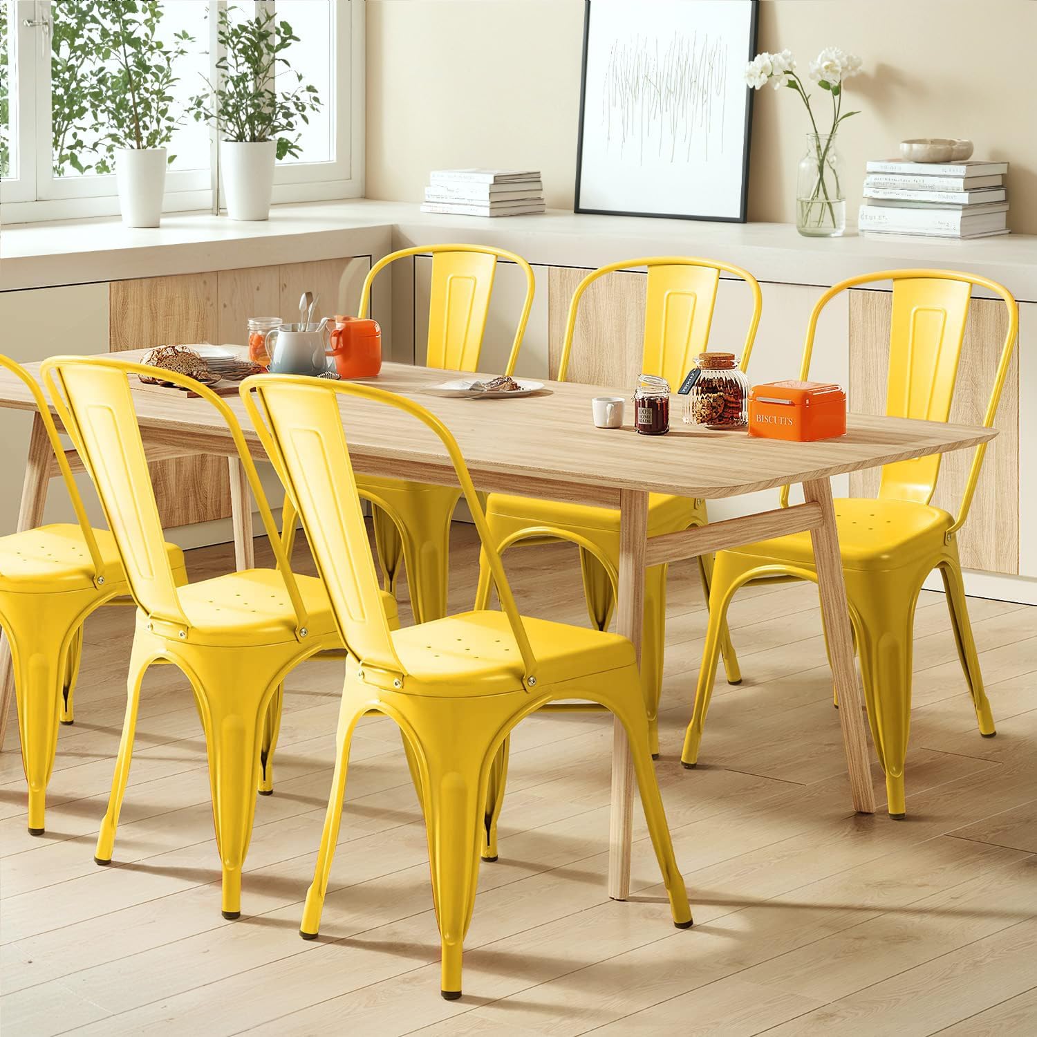 Metal Dining Chairs Set Of 4 I - Outdoor Furniture Yellow ulasan dan harga