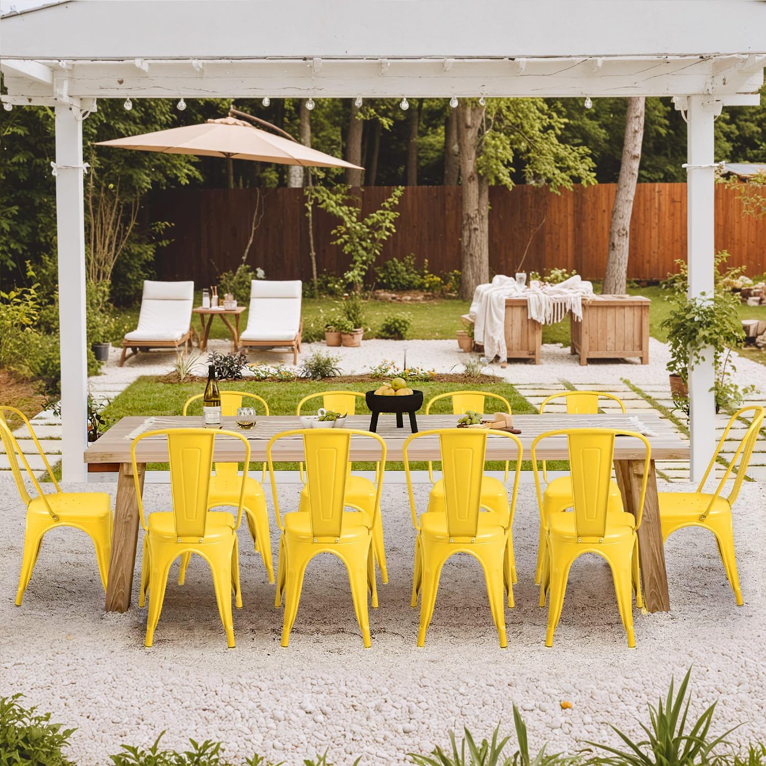 Metal Dining Chairs Set Of 4 I - Outdoor Furniture Yellow ulasan dan harga