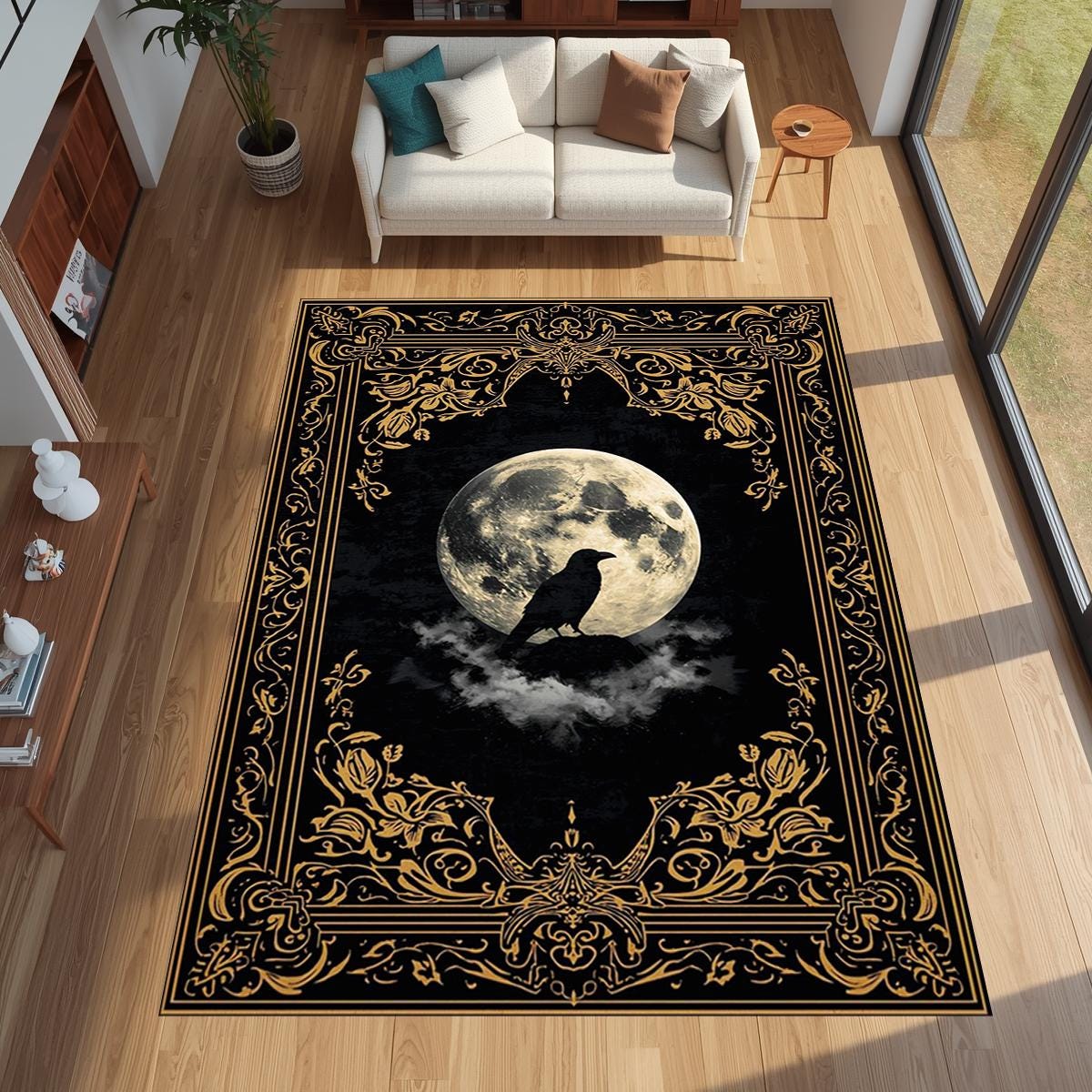 Gothic Golden Raven Full Moon  - Outdoor Furniture For Cafe ulasan dan harga