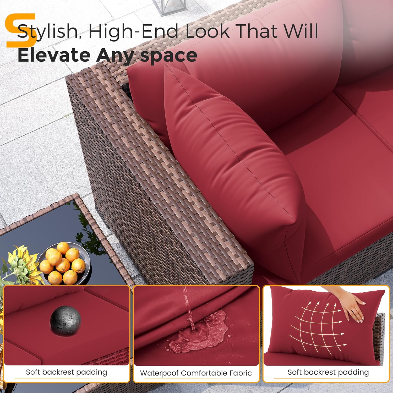8pc All-Weather Wicker Section - Outdoor Furniture Fire Pit ulasan dan harga