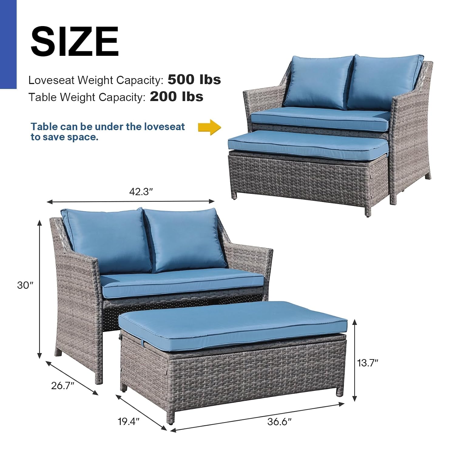 Wicker Patio Loveseat w/Storag - Outdoor Furniture With Storage For Cushions ulasan dan harga