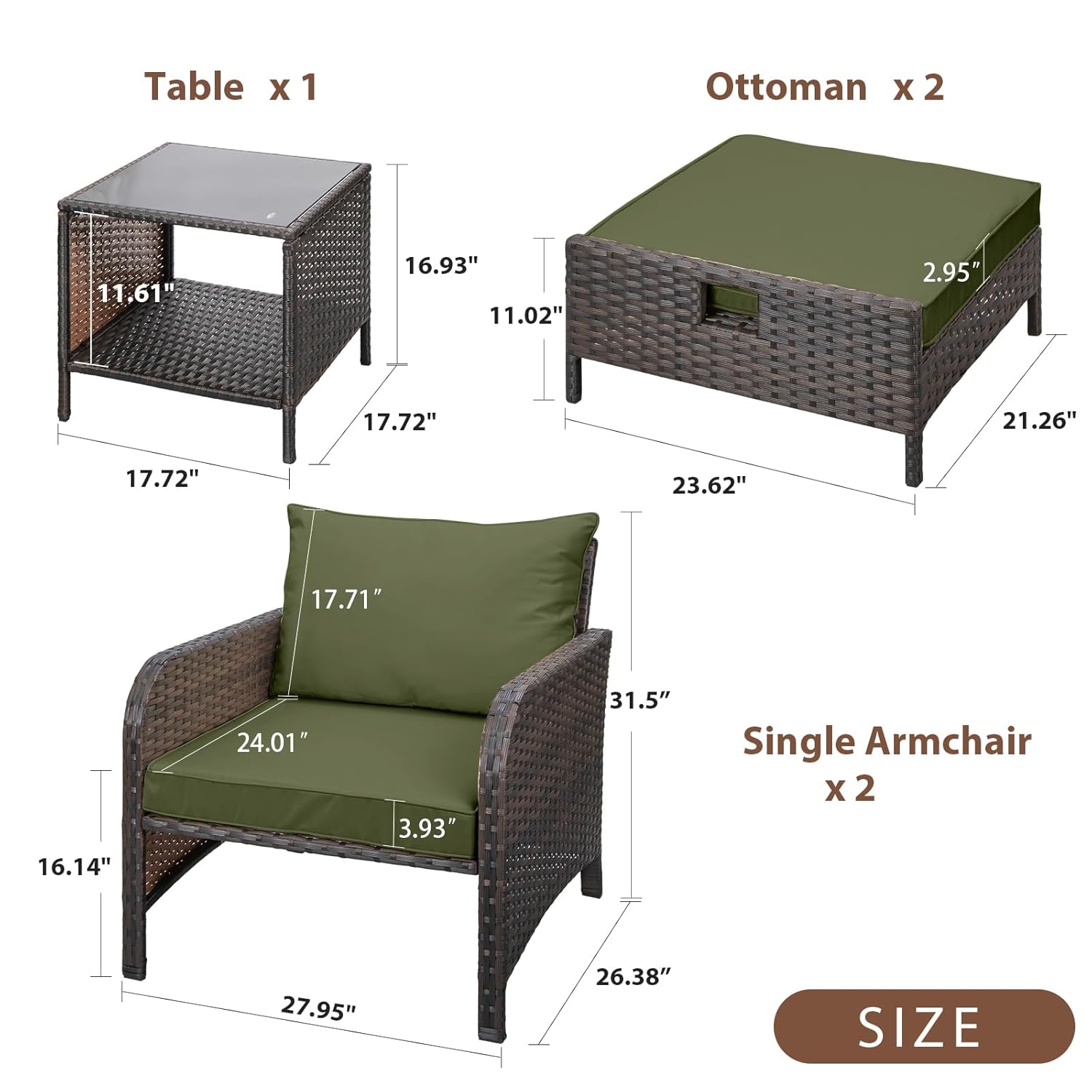 5 Piece PE Rattan Patio Set Ou - Outdoor Furniture Lounge Set ulasan dan harga