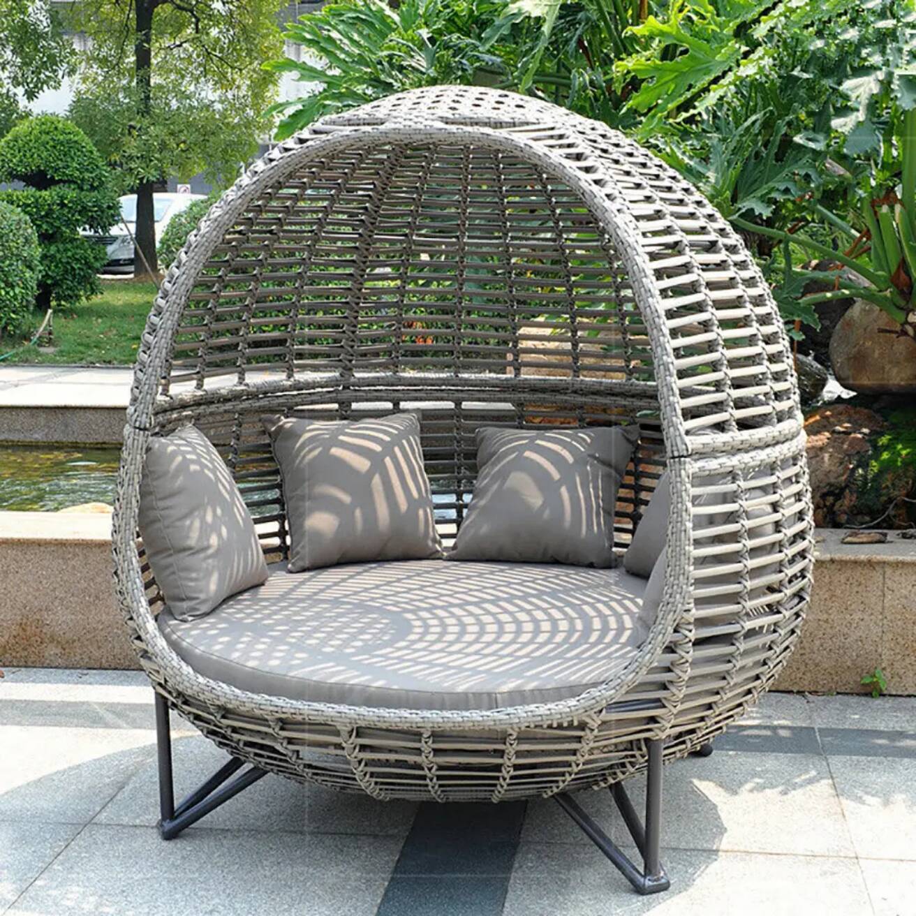 Nordic Patio Canopy Daybed Out - Outdoor Daybed Furniture ulasan dan harga