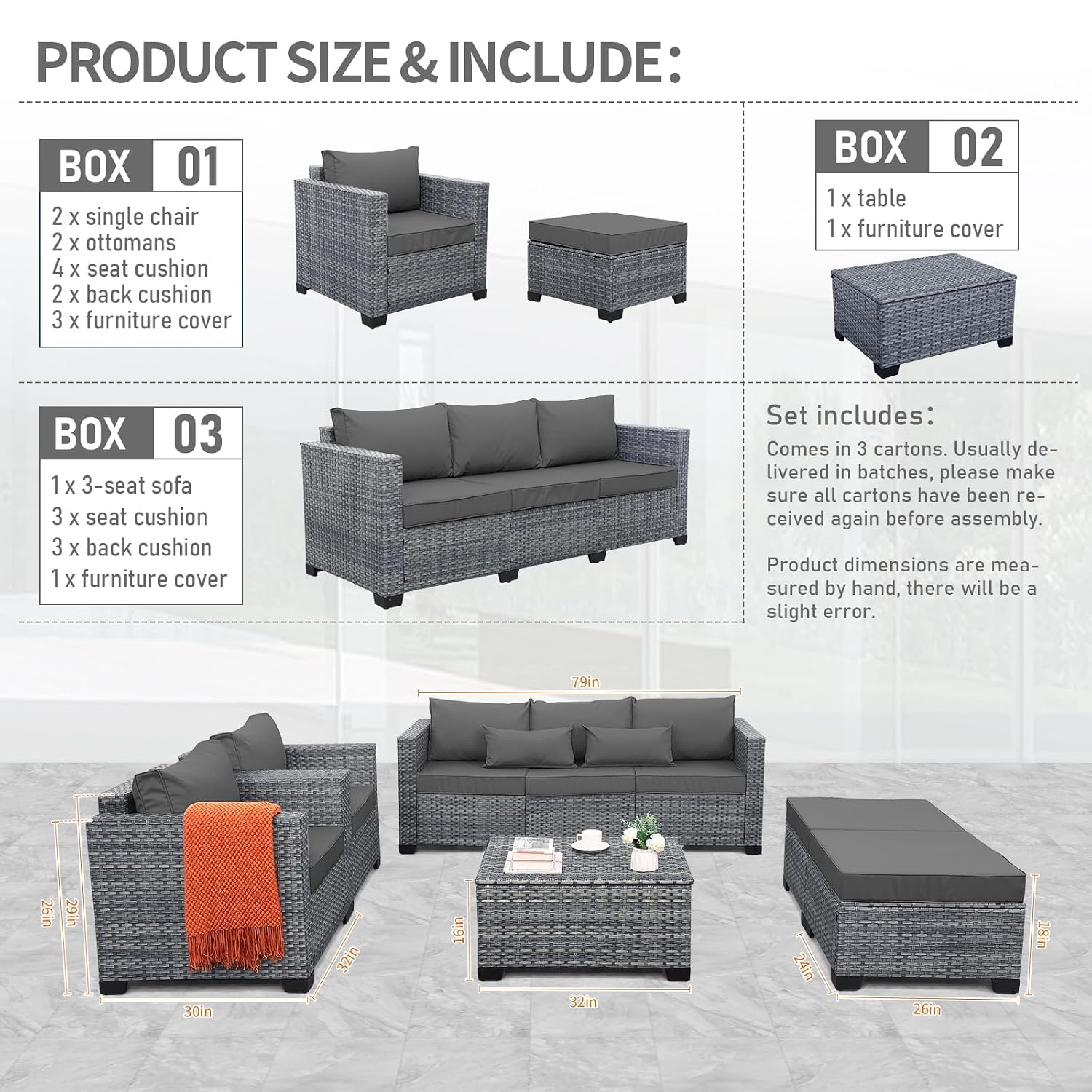 6-Piece Wicker Patio Furniture - Outdoor Furniture With Storage For Cushions ulasan dan harga