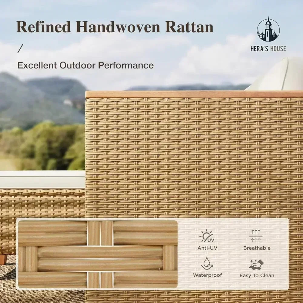 4-Seat Outdoor Wicker Sectiona - Outdoor Furniture Yellow ulasan dan harga