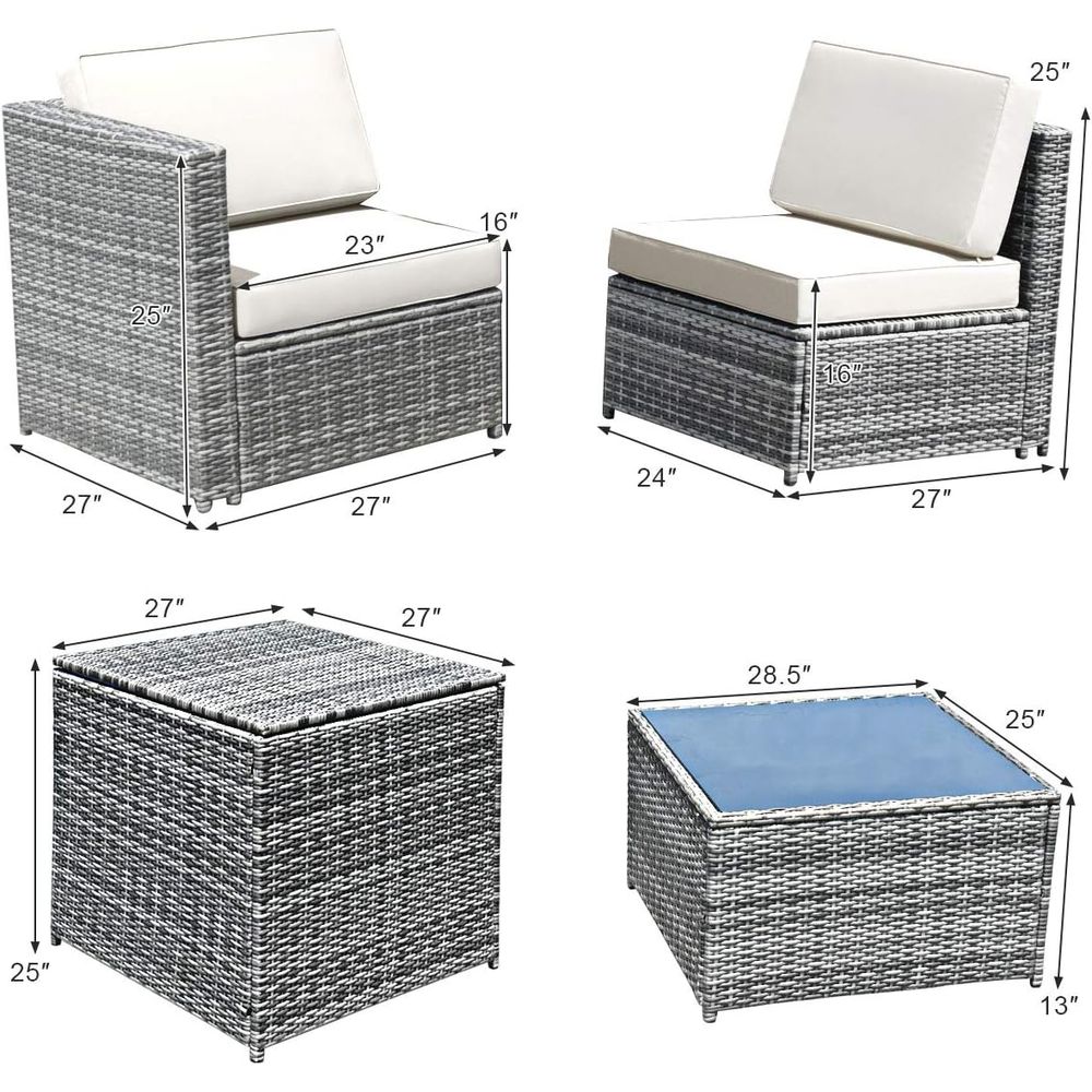 8-Piece Wicker Patio Furniture - Outdoor Furniture With Storage For Cushions ulasan dan harga
