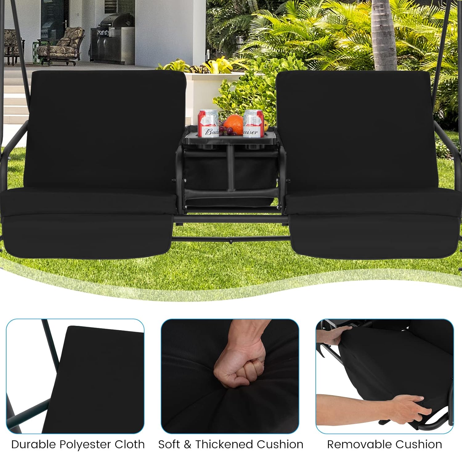 o*-2 Person Porch Swing, Outdo - Outdoor Furniture With Storage For Cushions ulasan dan harga
