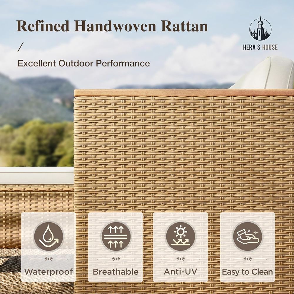 3-Piece Wicker Outdoor Section - Outdoor Furniture Yellow ulasan dan harga