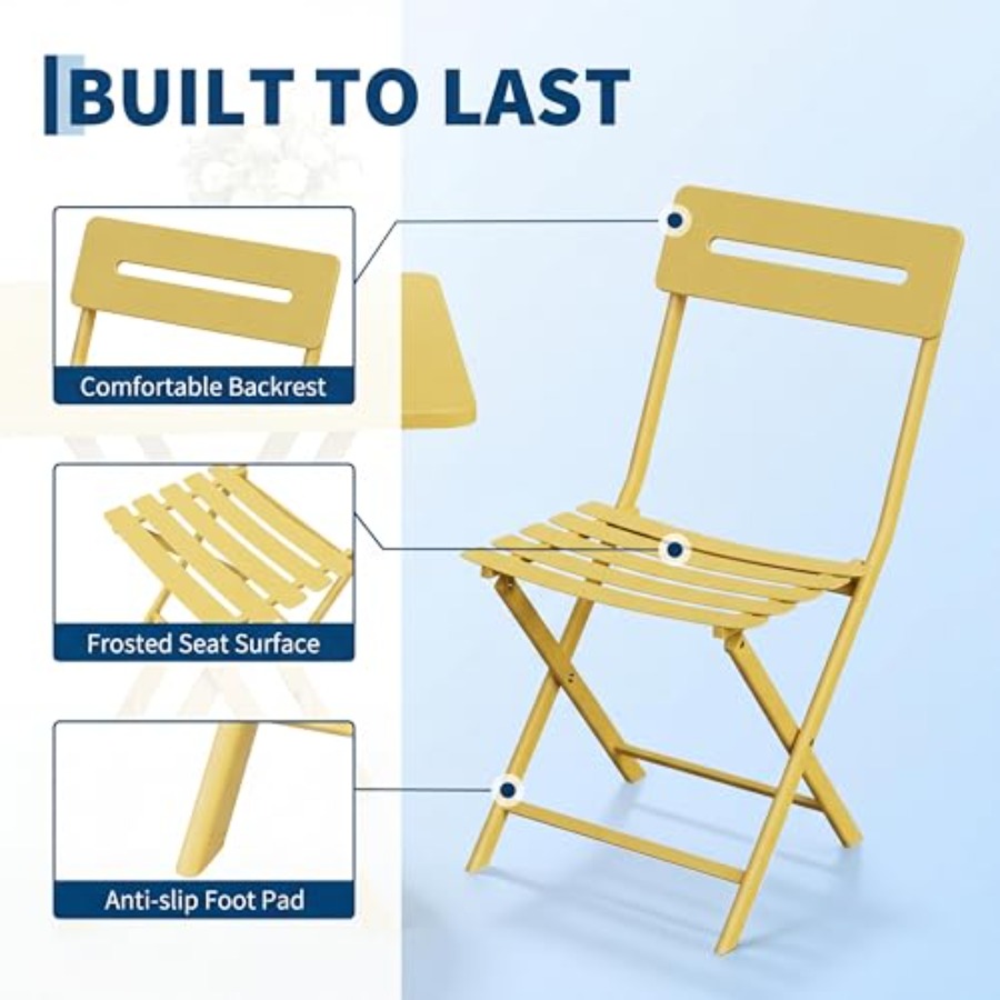 3-Piece Bistro Set for Patio G - Outdoor Furniture Yellow ulasan dan harga