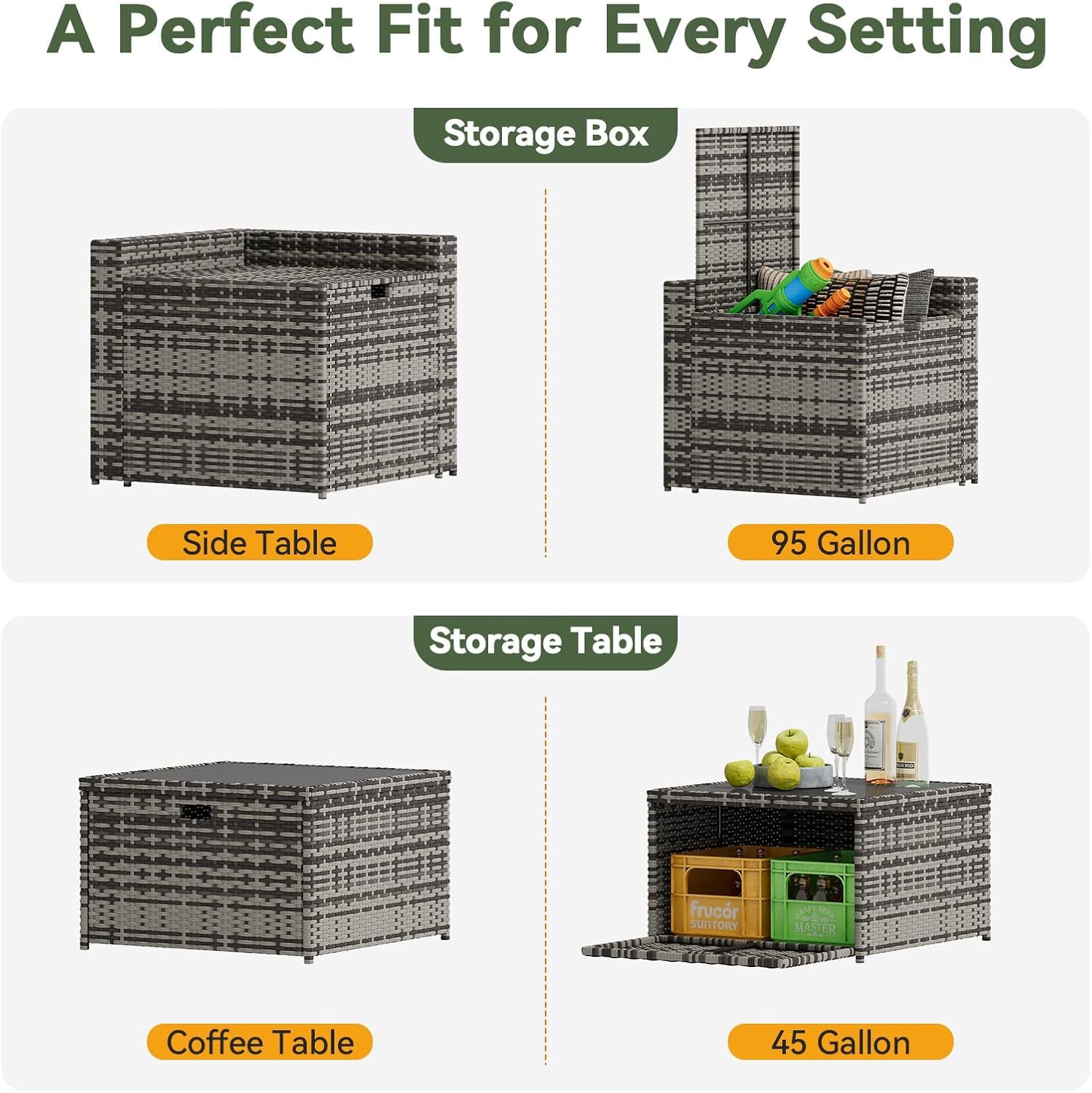 8-Piece Wicker Patio Sectional - Outdoor Furniture With Storage For Cushions ulasan dan harga