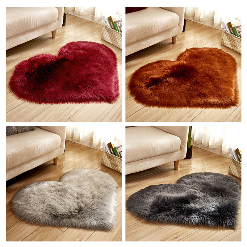 Furry Solid Color Heart Rug Be - Outdoor Furniture For Cafe ulasan dan harga