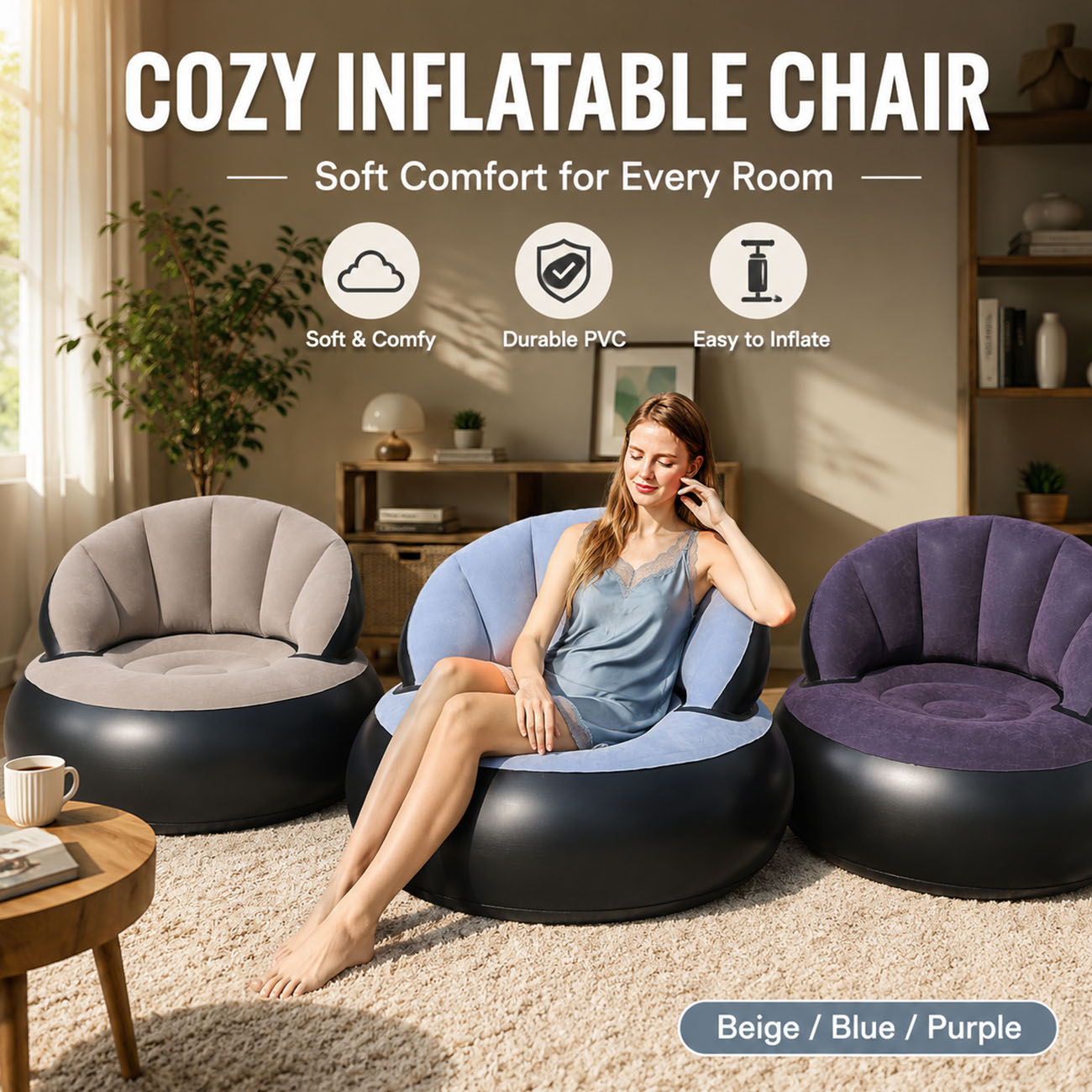 Inflatable Chair for Adults, F - Outdoor Furniture Material ulasan dan harga
